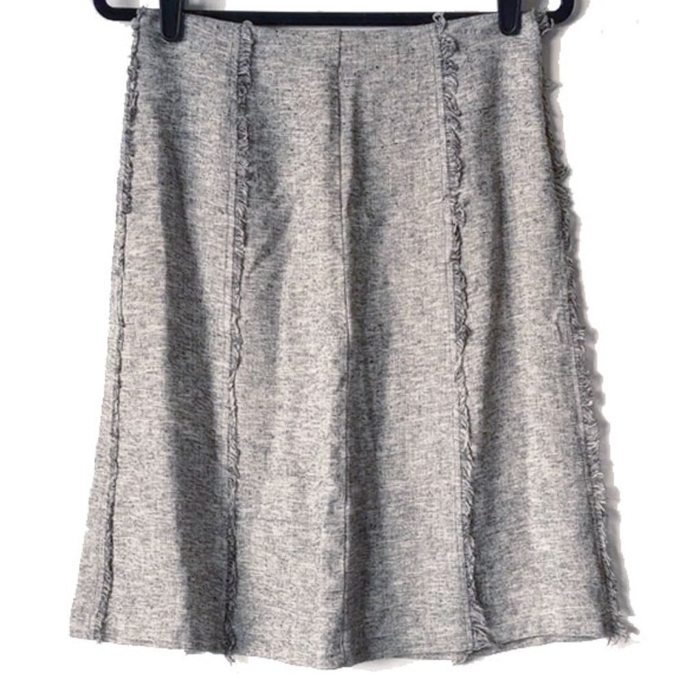 *50off3* DBC Linen Blend A-line Skirt S Black Gray Cream